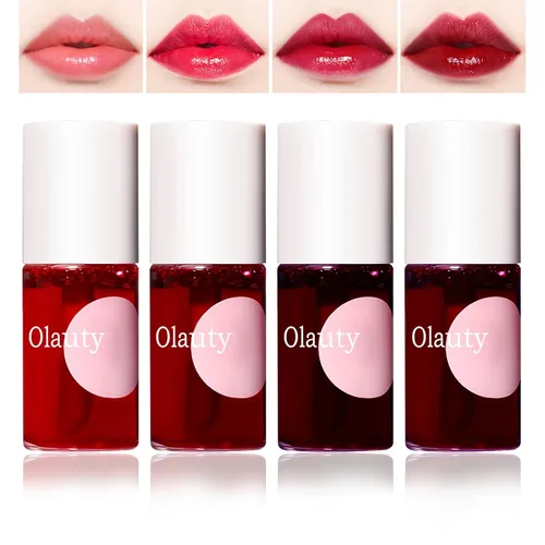 Juego de 4 colores de tinte de labios, tinte labial acuoso, mini lápiz labial líquido mate, tinte labial de larga duración, impermeable, brillo de