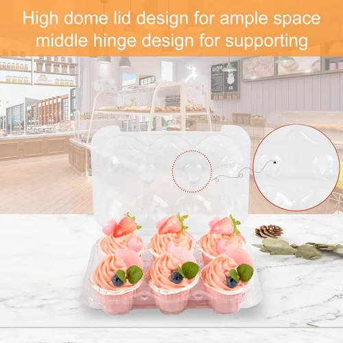Vista 4 de Soporte para recipientes para cupcakes, 6 unidades x 30 juegos de cajas apilables para cupcakes con 200 forros, bandeja de almacenamiento