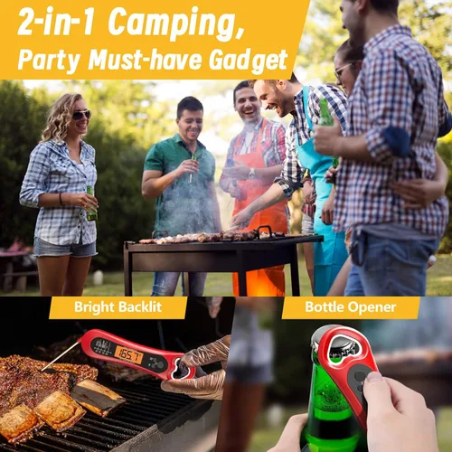 Vista 3 de Termómetro digital de carne, termómetro de carne de lectura instantánea para parrilla y cocina, con abridor de botellas, termómetro de alimentos
