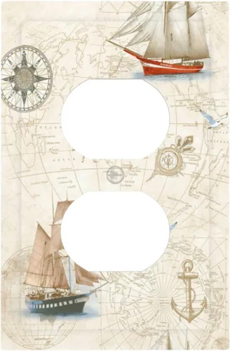 Vista 94 de Cubierta Decorativa para Interruptor de Luz Anclajes Tablón Faros Aves Marinas 2 Gang Cubiertas de Tomacorriente 1 Toggle 1 Dúplex Placa de Pared