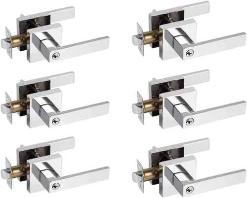 Vista 6 de Probrico Manija de puerta de entrada con llave negra mate, herrajes resistentes para puerta delantera y trasera, manija de manejo universal