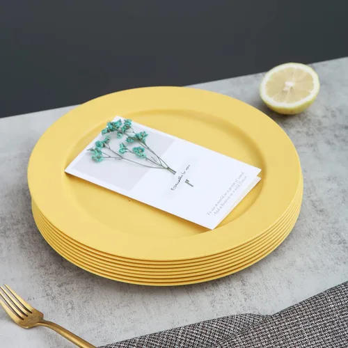 Vista 8 de Kyraton Platos grandes de plástico de 10 pulgadas, 8 piezas, aptos para lavavajillas, irrompibles y reutilizables, ligeros, aptos para microondas