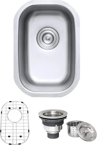 Ruvati Fregadero de Cocina Empotrado de 12 x 18 pulgadas con Esquinas Redondeadas de Un Solo Compartimento - Fregadero de Bar/Preparación de Acero
