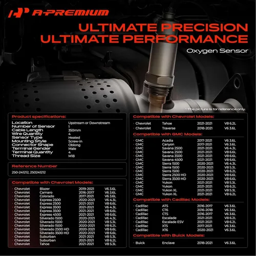 Vista 2 de A-Premium Sensor de oxígeno O2 compatible con Buick Enclave y Cadillac ATS, CT6, CTS, Escalade, XT5, XT6 y Chevrolet Blazer, Camaro, Colorado