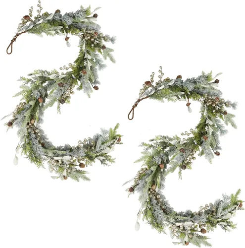 Vista 9 de WBHome Guirnalda de Navidad preiluminada de 9 pies/106 pulgadas con 100 luces LED, decoración navideña, funciona con pilas (pilas no incluidas)