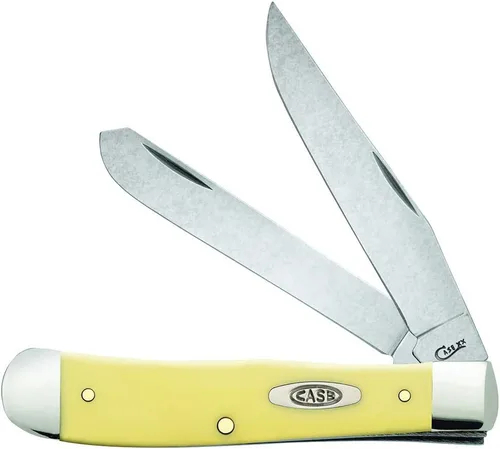 Vista 6 de Case XX WR - Navaja de bolsillo Trapper de hueso sintético blanco con estrellas y rayas, artículo #39921 (4254 SS) 4 1/8 pulgadas cerrada, fabricada