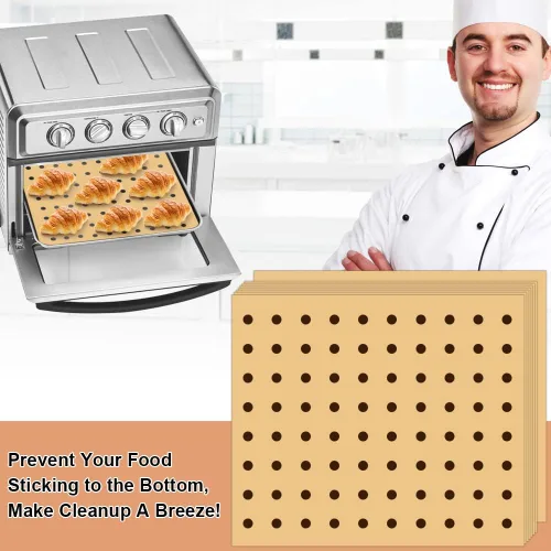 Vista 3 de BYKITCHEN Forro para horno para freidora de aire, 9 x 11 pulgadas, papel pergamino rectangular sin blanquear, compatible con Cuisinart, Breville