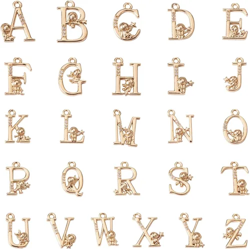 Vista 21 de Craftdady Colgantes de letras Dorado/Platino+Cristal