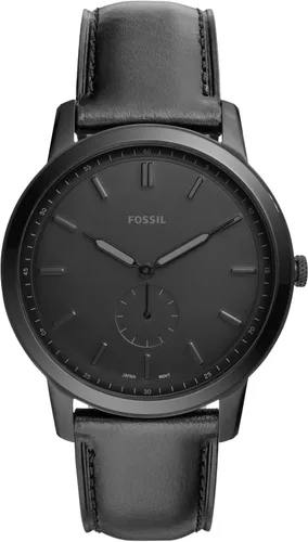 Vista 8 de Fossil - Reloj de cuarzo minimalista para hombre, de acero inoxidable y cuero, de tres agujas Negro (Black Bracelet)