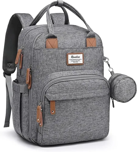 Vista 24 de RUVALINO Mochila para pañales, paquete de viaje multifunción para maternidad y bebé, gran capacidad, impermeable, negro