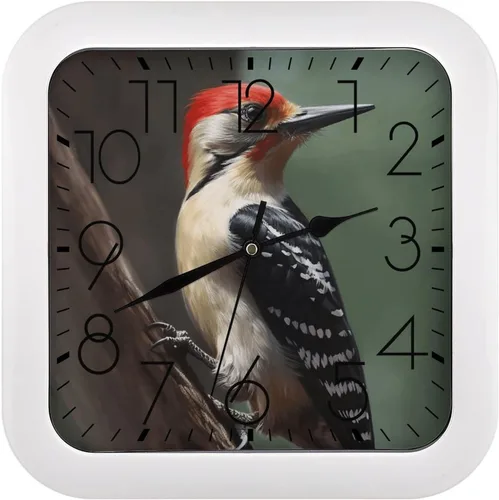 Vista 10 de 10" Square Modern Wall Clock,A Cat in Outer Space Print Kitchen Clocks Wall Battery Operated,Silent Non Ticking Unique Funny Cute Wall Clock for