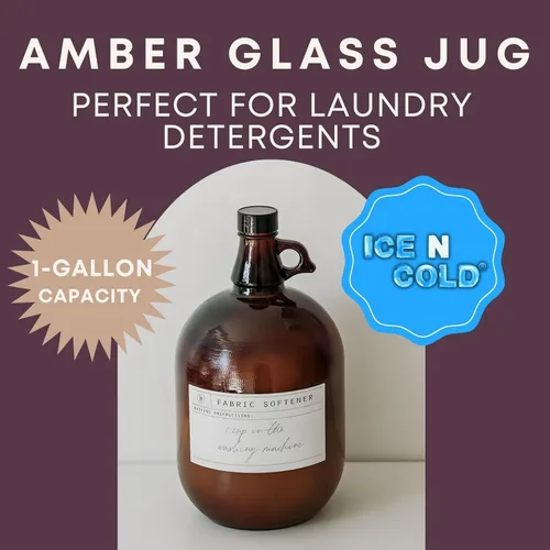 Vista 7 de Jarra de vidrio ámbar de 1 galón (128 onzas) con tapa de 1.496 in Paquete de 6 Envío rápido el mismo día