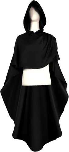 Vista 2 de Ruziyoog Bata medieval con capucha vintage para mujer, bata de longitud completa con capucha para cosplay, Halloween, capa de bruja para usar al