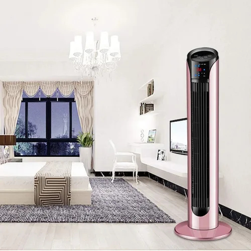 Vista 2 de Tower Fan Leafless Remote Control Timing Floor Vibration Tower Fan Remote Control Design Suitable for Bedroom Living Room Study Rose Gold