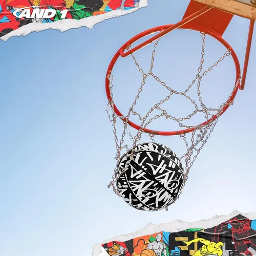 Vista 6 de AND1 Fantom Classic Graffiti - Balón de baloncesto de goma, tamaño 27.5 Graffiti negro/blanco