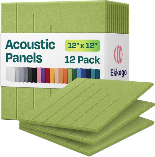 Vista 55 de Paquete de 12 paneles acústicos con aislamiento de sonido para paredes 12 x 12 x 0.4 pulgadas Paneles decorativos para amortiguación de sonido