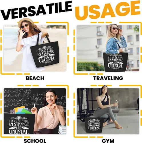 Vista 6 de shop4ever I Myself am Strange and Unusual Halloween Trick or Treat - Bolsa de lona pesada con cremallera reutilizable