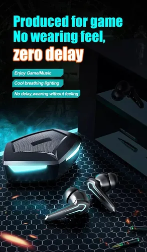 Vista 2 de Auriculares inalámbricos Bluetooth 5.2 IPX5 impermeables para juegos, 45 ms de baja latencia estéreo HiFi calidad de sonido y graves profundos