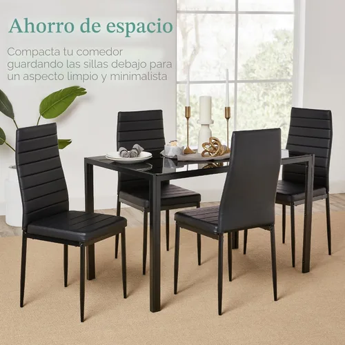 Vista 6 de Best Choice Products 5 piezas Juego de mesa de comedor de vidrio, muebles modernos de mesa de cocina para comedor, dinette, ahorro de espacio