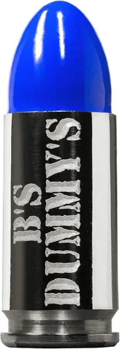 Vista 2 de B's Dry Fire Snap Caps - A.K.A. B's Dummy's - Tapas de entrenamiento Luger de 0.354 in (paquete de 5) (níquel azul)