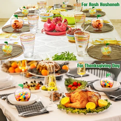 Vista 6 de Menkxi 24 recipientes grandes de manzana, tarros de plástico con forma de manzanas, recipientes de relleno de regalo, regalo de agradecimiento al