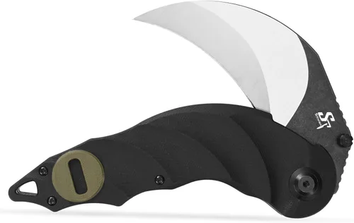 Vista 4 de Sitivien ST160 - Cuchillo plegable de bolsillo, hoja de acero K110 con mango G10, cuchillo de herramientas EDC para acampar al aire libre, Verde