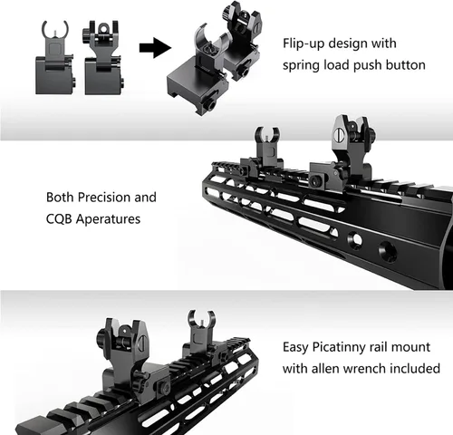 Vista 3 de Marmot Flip Up Sight Full Metal Iron Sight & Fiber Flip Up Sights CQB & Precise Mode Gun Sights Rifle Sights