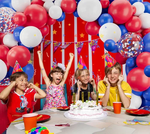 Vista 6 de Kit de guirnalda de arco de globos rojos, blancos y azules, 123 globos de confeti coloridos para cumpleaños, aniversario, baby shower, compromiso