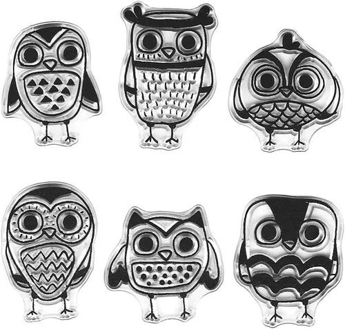 6 tarjetas de sellos transparentes de búhos lindos con sentimientos, diseño de letras de búho de otoño, sellos transparentes para decoración de