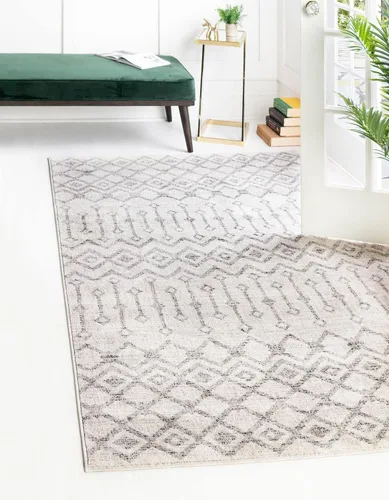 Vista 10 de Unique Loom Eco Trellis Collection - Alfombra de área, nativa (rectangular 2 pies 0 pulgadas x 3 pies 0 pulgadas, gris carbón/azul claro)