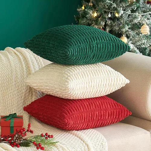 Vista 9 de MIULEE - Juego de 2 fundas decorativas de pana suave para cojín; diseño a rayas estilo bohemio, moderno, rural; decoración p/el hogar, sala de Verde