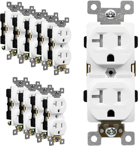 Vista 11 de ENERLITES Tomacorrientes de receptáculo dúplex, resistentes a manipulaciones, grado industrial, conexión a tierra de 3 cables, 2 polos, 5-15R, 15 A