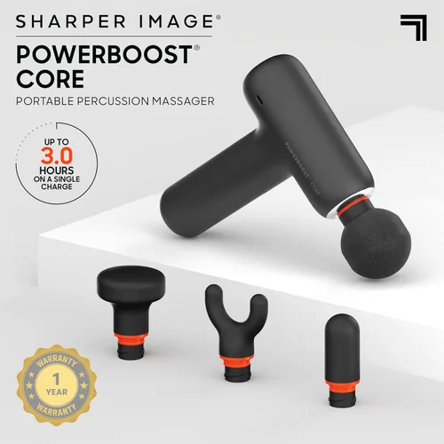 Vista 2 de Sharper Image PowerBoost Core Mini pistola de masaje [versión 2026] Masajeador de percusión de tejido profundo con 6 velocidades para aliviar