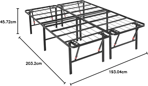 Vista 16 de Yaxa Basics Base de cama con almacenamiento, plataforma de metal plegable, acero resistente, no necesita somier, 14 pulgadas de alto, instalación