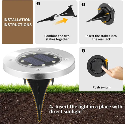 Vista 4 de SOLPEX Luces Solares Impermeables para Exteriores, Paquete de 20 Luces Solares de Suelo, Luces Solares de Jardín Iluminación de Paisaje para Sendero