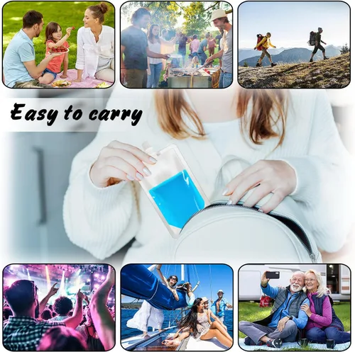 Vista 3 de 100 frascos de plástico, bolsas de bebidas ocultables y reutilizables de 8 onzas, a prueba de fugas, para viajes, deportes al aire libre