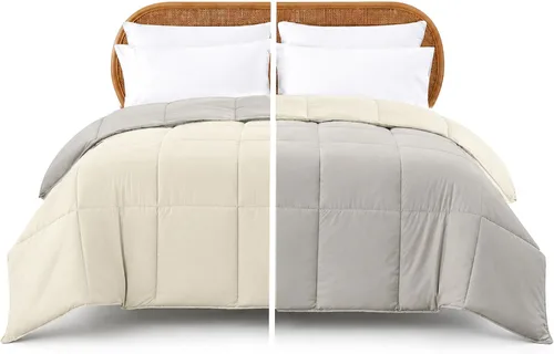 Vista 15 de Modern Threads Edredón reversible alternativo de microfibra de plumón blanco/blanco, King