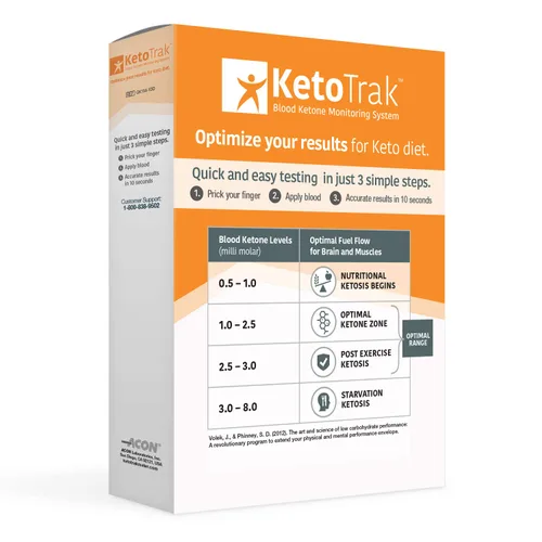 Vista 4 de KetoTrak Kit de prueba de cetonas en sangre, 3.3 ft, 10 tiras de cetonas, 1 dispositivo de punción, 10 lancetas, optimiza tu resultado para la dieta