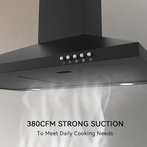 Vista 5 de Hermitlux Campana extractora de 30 pulgadas, campana de ventilación de montaje en pared para cocina con filtro de carbón, convertible