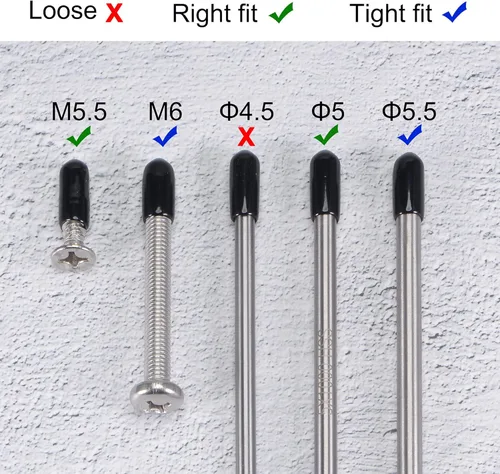 Vista 5 de uxcell 200 tapas de goma de 0.051 in (1/16") de vinilo redondo de vinilo para pernos de tubo, protectores de rosca de tornillo, color negro