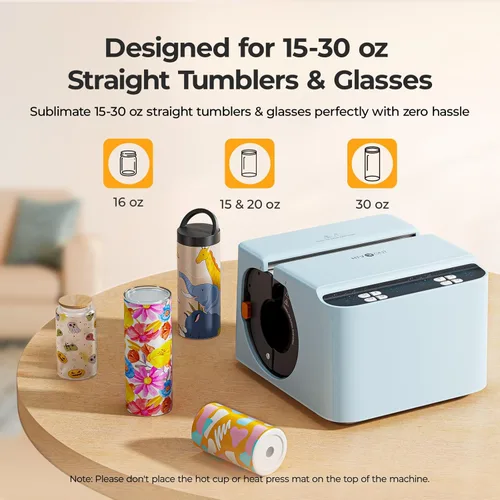 Vista 2 de HTVRONT Prensa de Calor Automática para Vasos - Máquina Prensadora de Calor para Vasos A200, Presión Ajustable y Accesorio de Placa de Calor