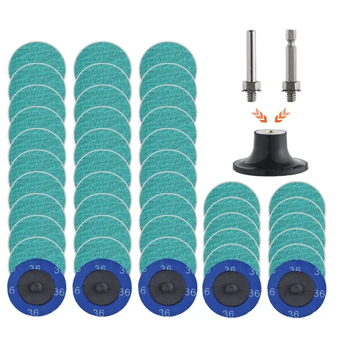 Vista 7 de Quick Change Grinding Disc, 50 Pcs 2 inch Sanding Discs, Zirconia Coated Roll Lock Disc for Surface Prep (36 Grit)