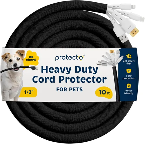 PROTECTO Protector de Cables Resistente para Perros y Gatos, Funda Larga de 10 Pies, Cubierta de Cable de 1/2 Pulgada Fácil de Usar para Mascotas