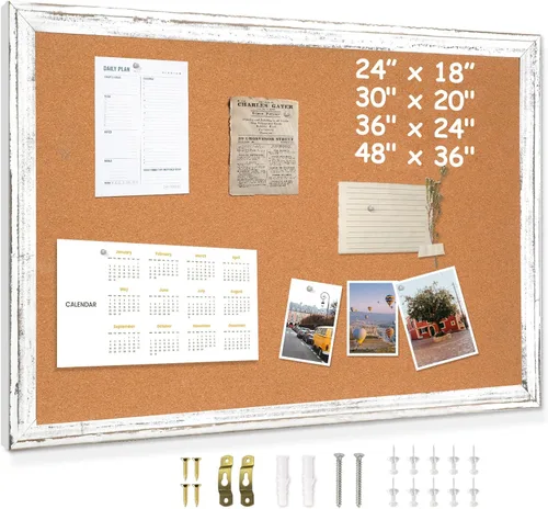 Vista 9 de DOLLAR BOSS Tablero de corcho para oficina de 24 x 18 pulgadas, tableros de corcho para paredes, tablón de anuncios, tablero decorativo para colgar