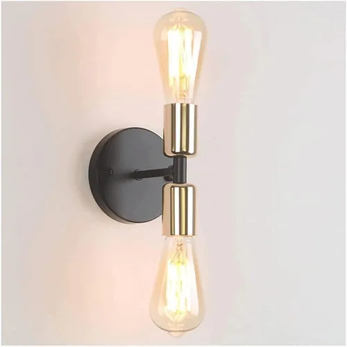 Retro Metal Wall Lamp Warm Light 3000K Source Double-Headed Sconce Lantern Wall-Mounted Lamps for Balcony Porch Stair Study Indoor Decorative