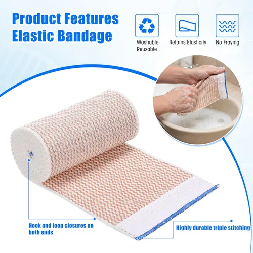 Vista 3 de Nuogo Paquete de 80 vendajes elásticos de 4 pulgadas, vendaje de compresión reutilizable con cierre automático para piernas, rodillas, tobillos