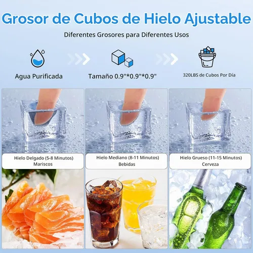 Vista 4 de Mojgar Máquina de hielo comercial, 450 lb/24H, contenedor de almacenamiento