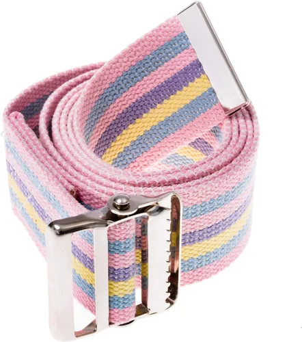 Vista 2 de COW&COW Cinturón de transferencia y marcha de 72 pulgadas con hebilla de metal, ayuda de transferencia para caminar y de pie para cuidador, Arco iris