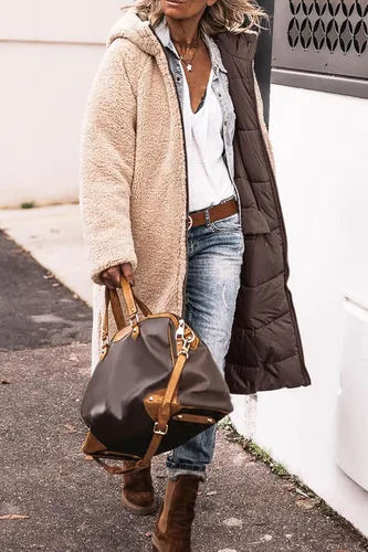 Vista 38 de PRETTYGARDEN Ropa de moda de invierno 2025 para mujer, abrigos largos de forro polar de lana de oveja de gran