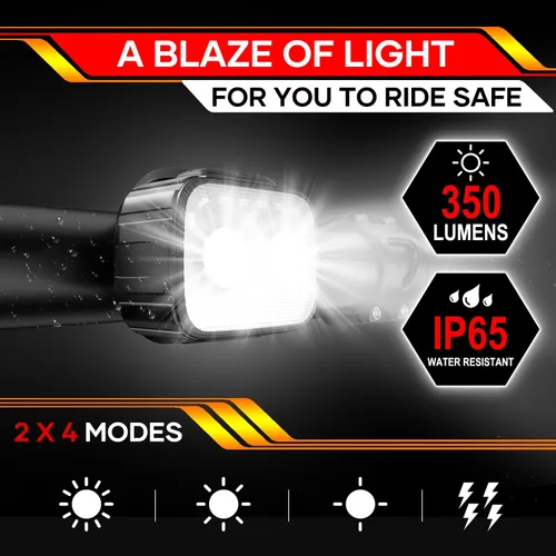 Vista 4 de Luces de bicicleta delanteras y traseras, luz de bicicleta recargable brillante 8+12 modos, juego de luces traseras para bicicleta para seguridad